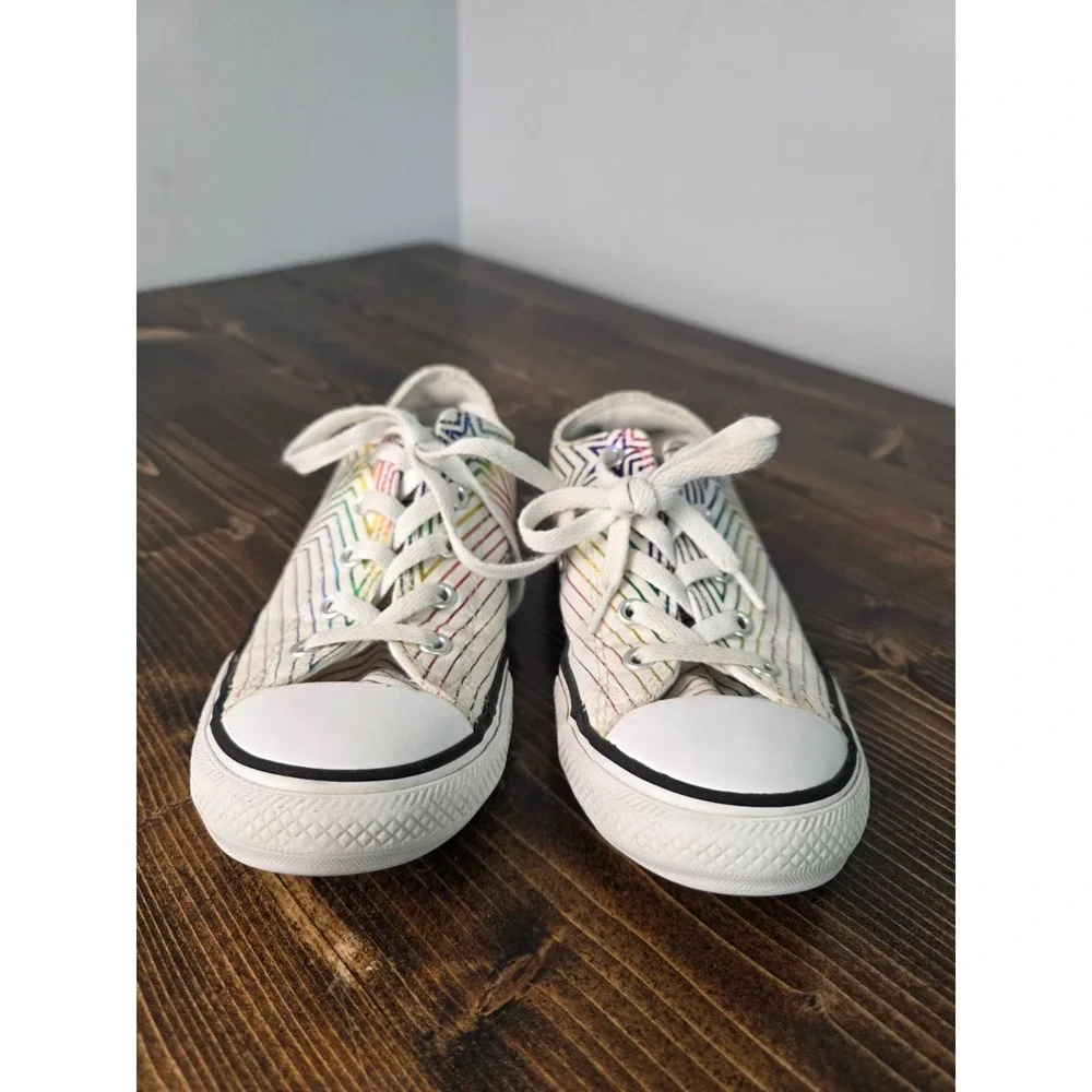 Converse All Star Youth Sneakers Size 3 EU 35 White Canvas‎ Casual Kids Shoes